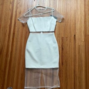 Lulus White Mesh Short Sleeve Bodycon Dress
